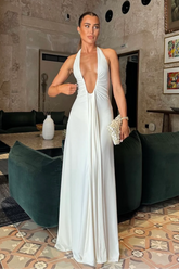 Jennifer Cupro Maxi Dress - White